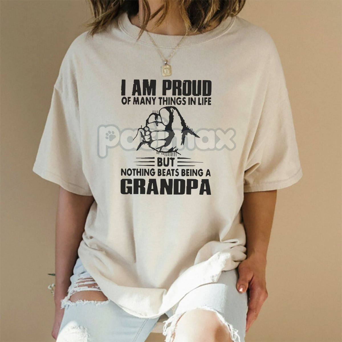 "Proud of Many Things" Grandpa T-Shirt - Personalized Monogrammed Tee, Funny Grandfather Gift