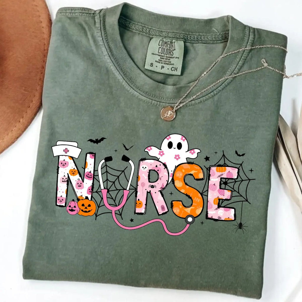 Comfort Colors Spooky Nurse Halloween Shirt – Spooktacular Nursing Tee, Hospital Humor Top, Medical Professional Gift for Women