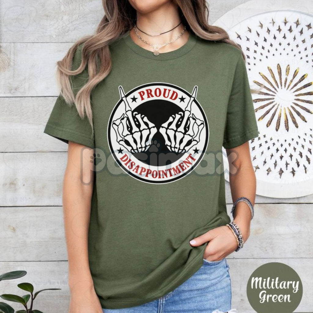 "PROUD DISAPPOINTMENT" Defiant Bone Hand Print Men's Tee - Sarcastic Graphic T-Shirt, Edgy Humor Statement Top