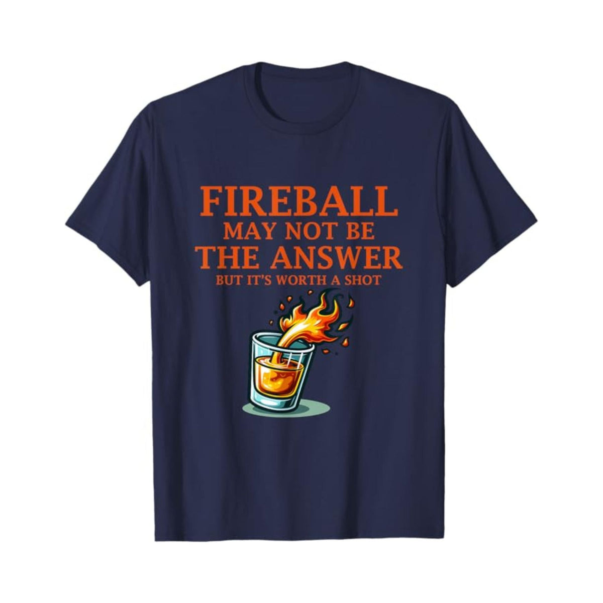 Men's "Fireball & Whiskey" Graphic Tee - Bold Casual Wear, Stylish Slim Fit