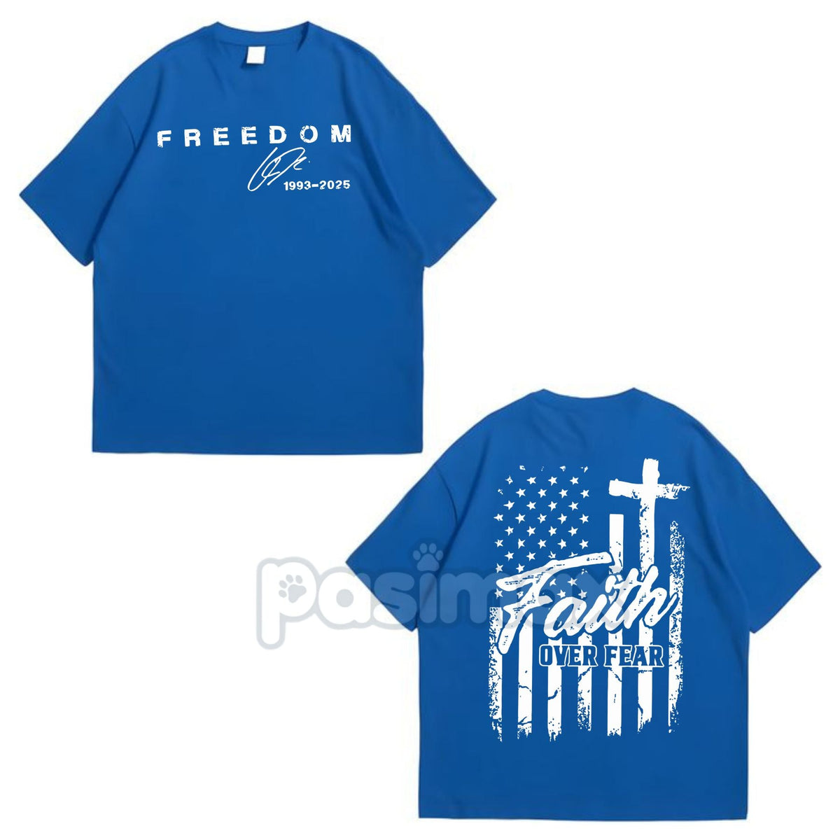 "Faith Over Fear" Freedom American Flag T-Shirt - We Wear Red On October Statement Tee, Patriotic Apparel