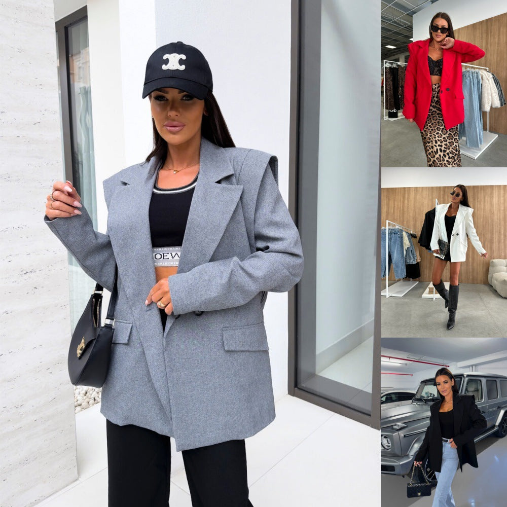 Solid Color Fashion Casual Small Suit Coat For Women