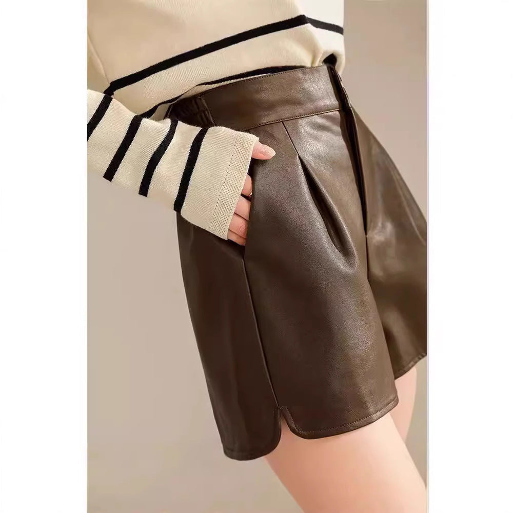 New Autumnwinter High-waiste Figure-flattering A-line Wide-leg Pants For Outerwear