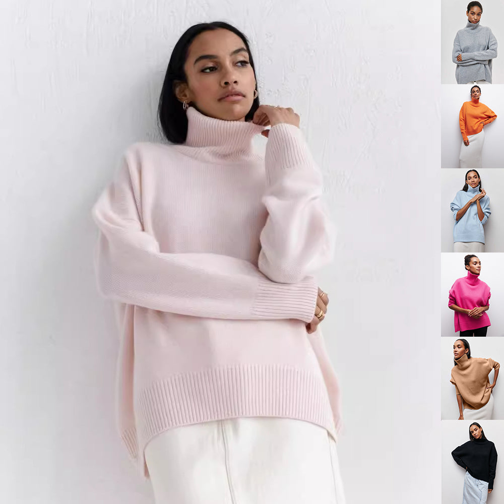 Winter Turtleneck Sweater Ins Solid Color Long Sleeve Pullover Top Women's Clothing