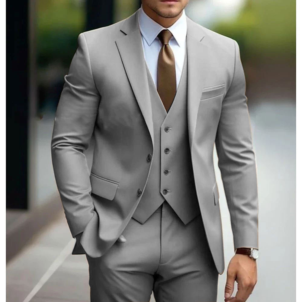 Business Casual Men's Three-piece Suit For Bridegroom Men's Wedding
