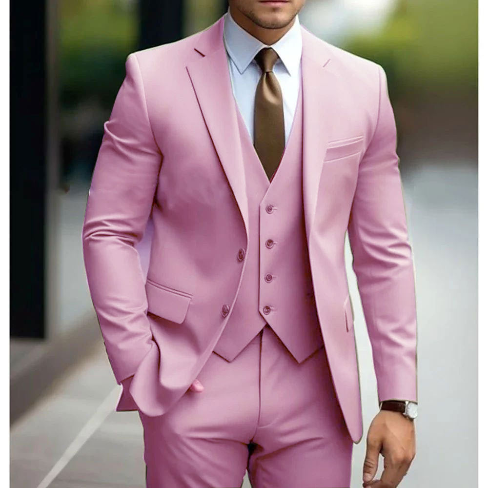 Business Casual Men's Three-piece Suit For Bridegroom Men's Wedding