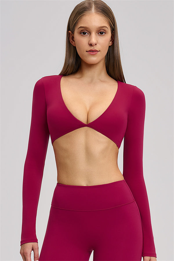 The Zestful Long Sleeve Crop Top Leggings 2-Piece Set