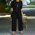 Women's Plus Size 3-Piece Lounge Set – Cardigan, Vest & Wide-Leg Pants