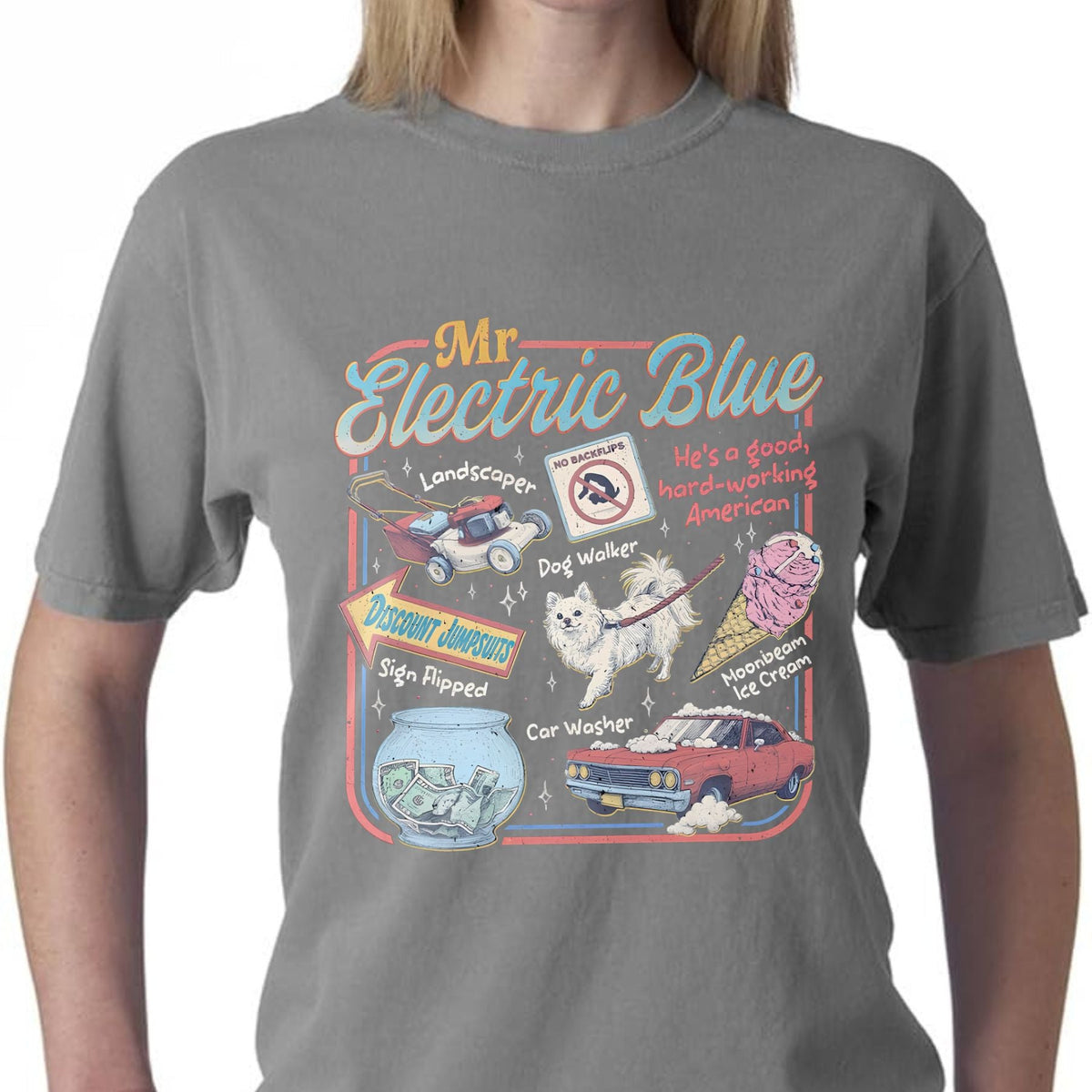 Retro America Band Tee – 2025 Concert Tour Merch, Vintage-Inspired Mr. Electric Blue Shirt, Classic Folk-Rock Fan Apparel