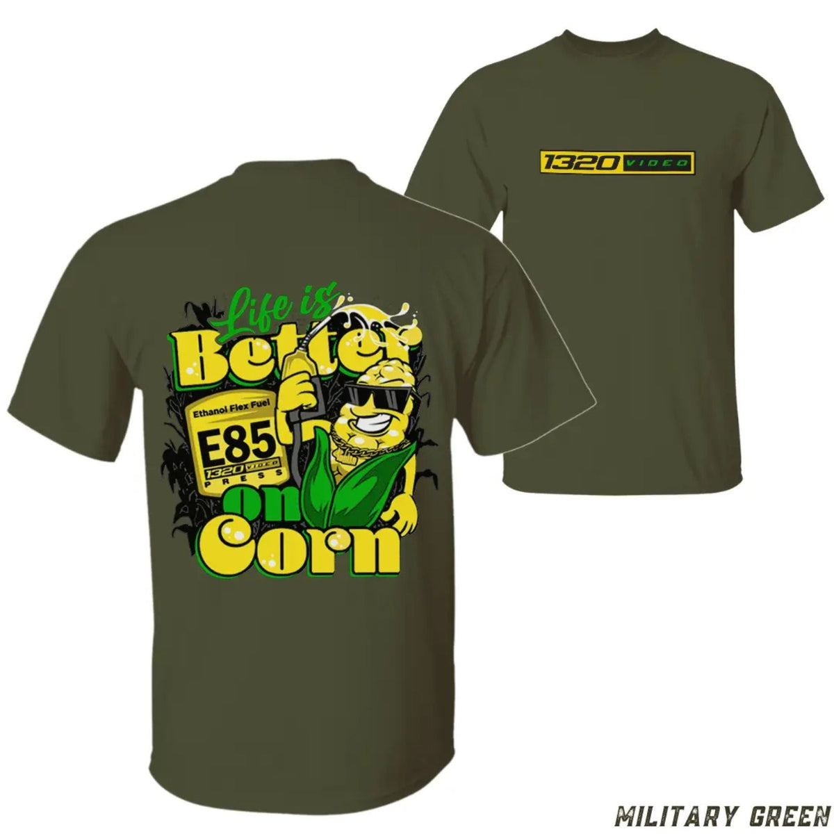 1320 Video "Corn Fuel" T-Shirt - Fun E85 Ethanol Graphic Tee, Street Racing Apparel