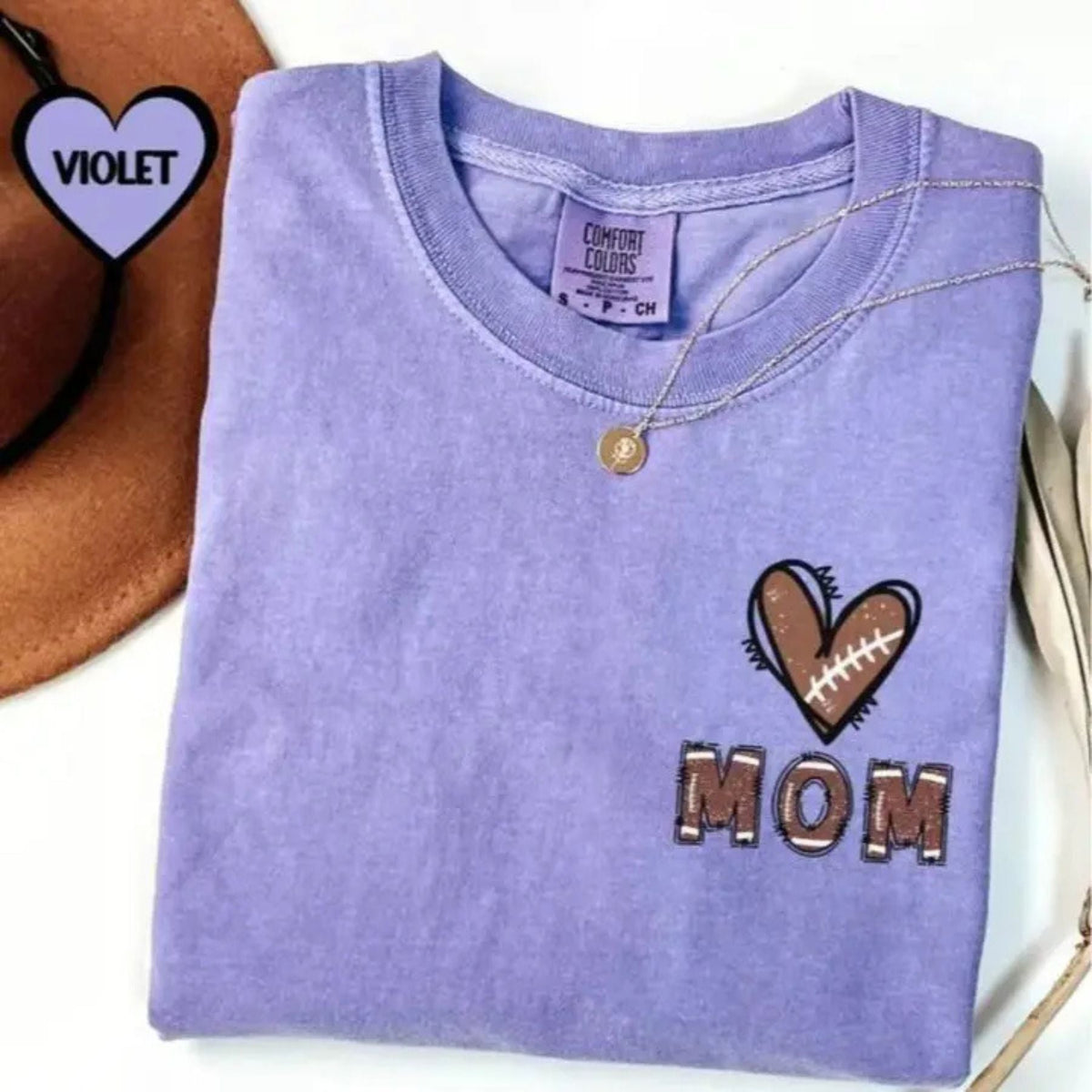 Custom Football Mom Shirt – Flag Football Season Mama Tee with Kids Name & Jersey Number, Comfort Colors Sports Mom Gift