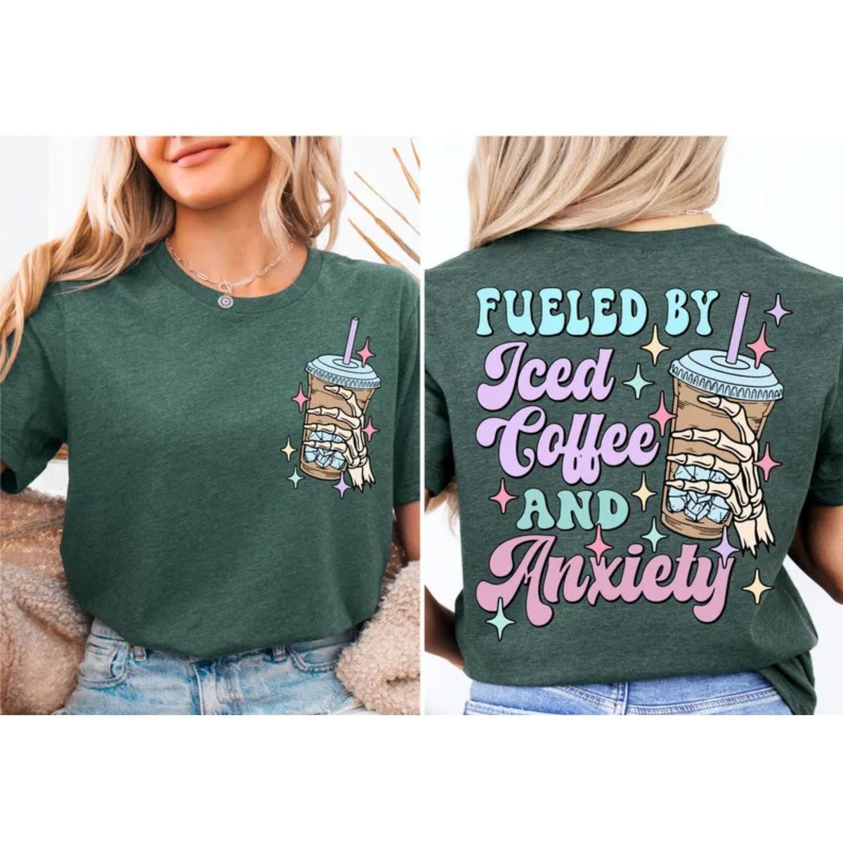 "Iced Coffee" Self-Care T-Shirt - Comfortable Tee for Mental Health, Everyday Graphic Apparel