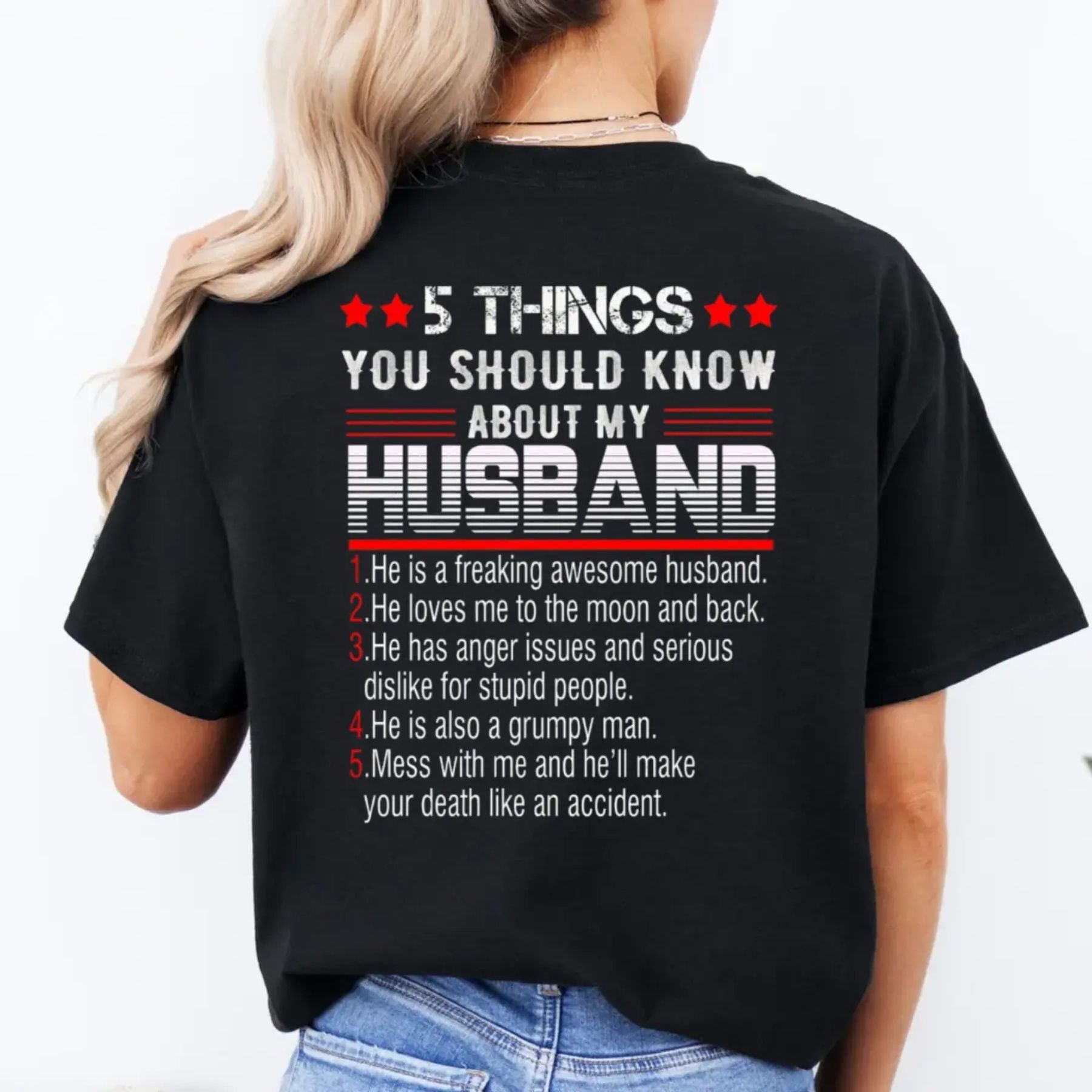 "5 Things You Should Know About My Husband" T-Shirt - Funny Wife Tee, Gift for Her from Husband