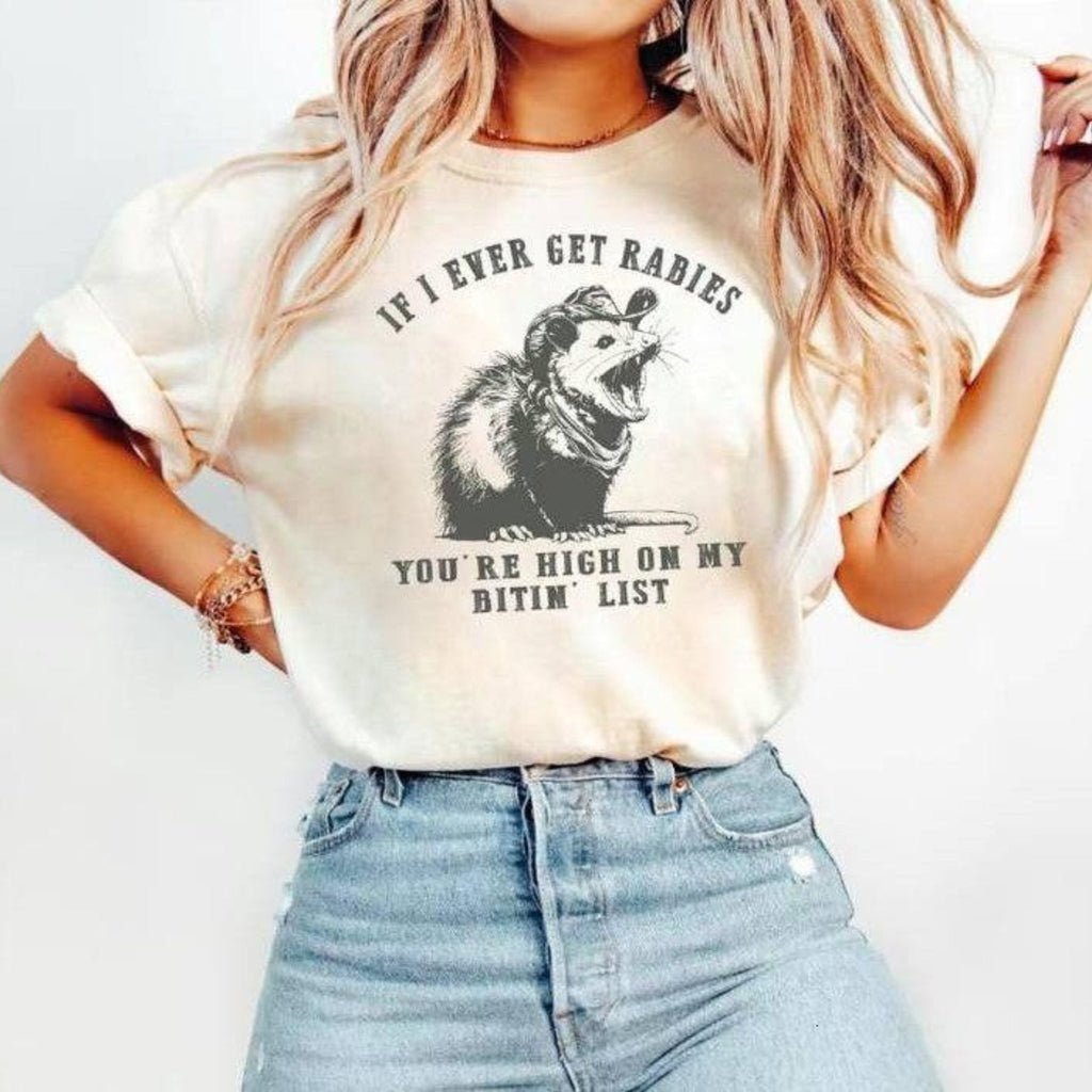 Humorous Raccoon T-Shirt – If I Ever Get Rabies Quote Tee for Friends, Sarcastic Animal Shirt, Funny Gag Gift, Trash Panda Top