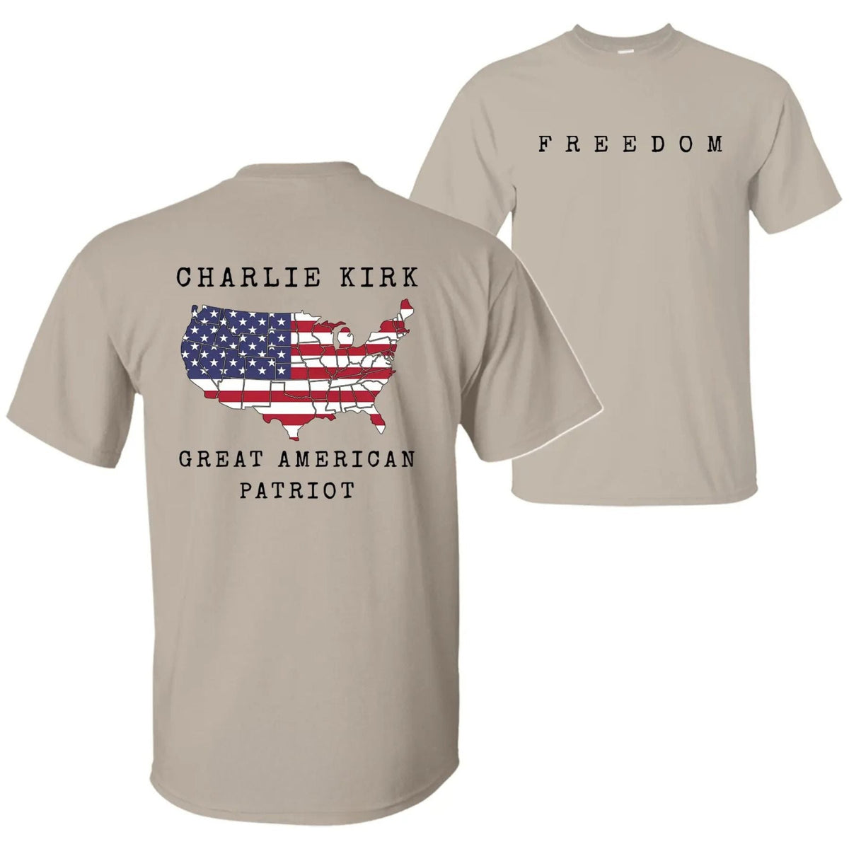 Charlie Kirk "Freedom & True Patriot" T-Shirt - American Statement Tee, Political Fan Apparel