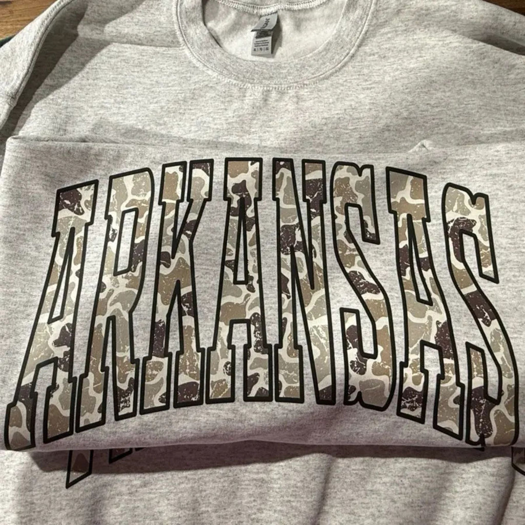 Camo State Sweatshirt – Unisex Camouflage State Pride Crewneck