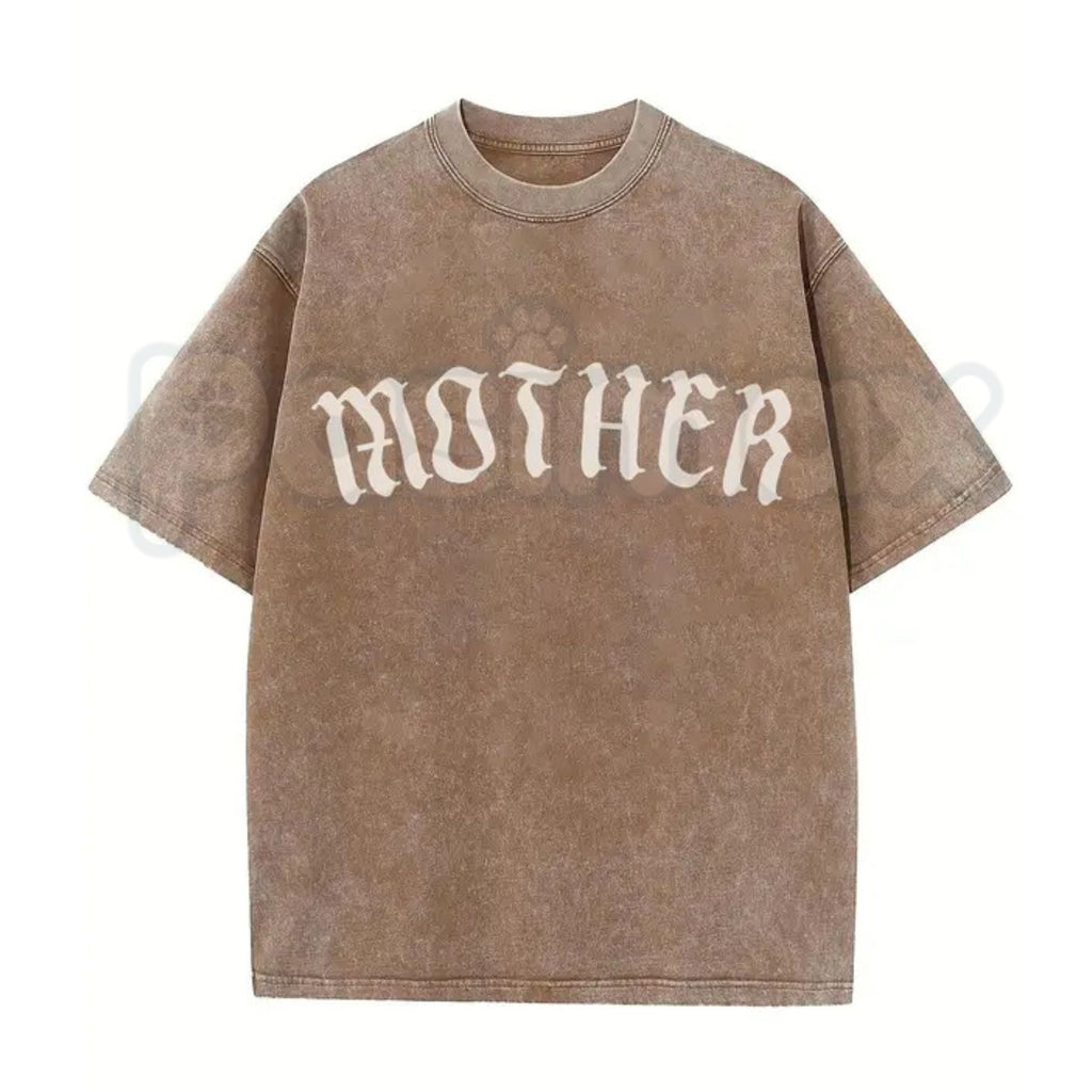 The Matriarch: Mother Gothic Washed Tee – Dark Mystic Graphic Shirt, Vintage Distressed Heavy Cotton Top