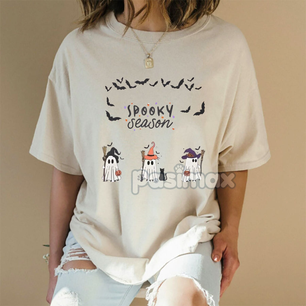 Spooky Boo Ghost T-Shirt - Cute Halloween Ghost Tee, Simple Spooky Apparel