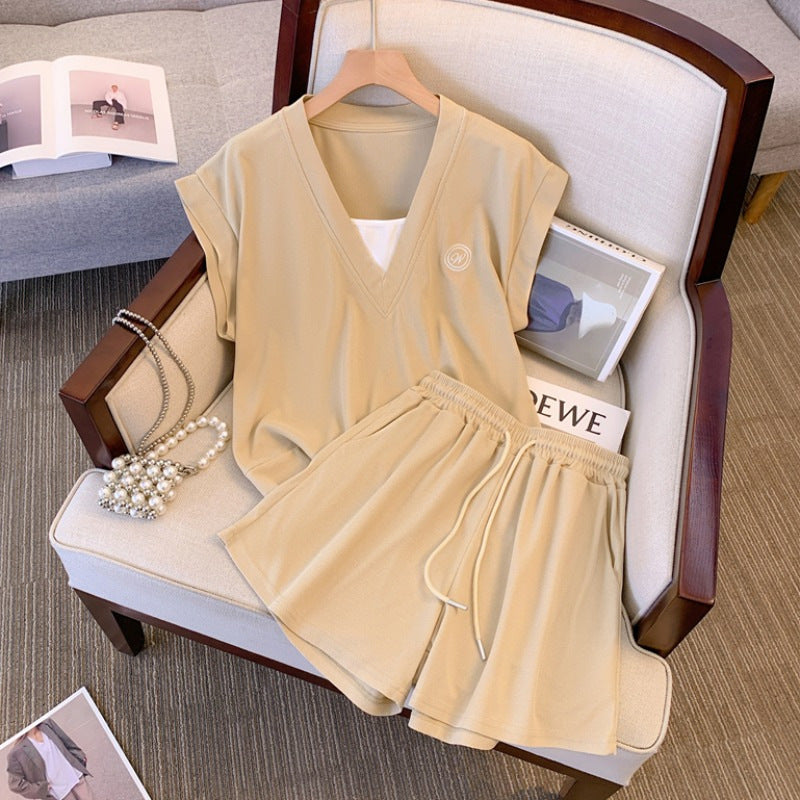 Casual Two-piece Set Sleeveless Top And Shorts