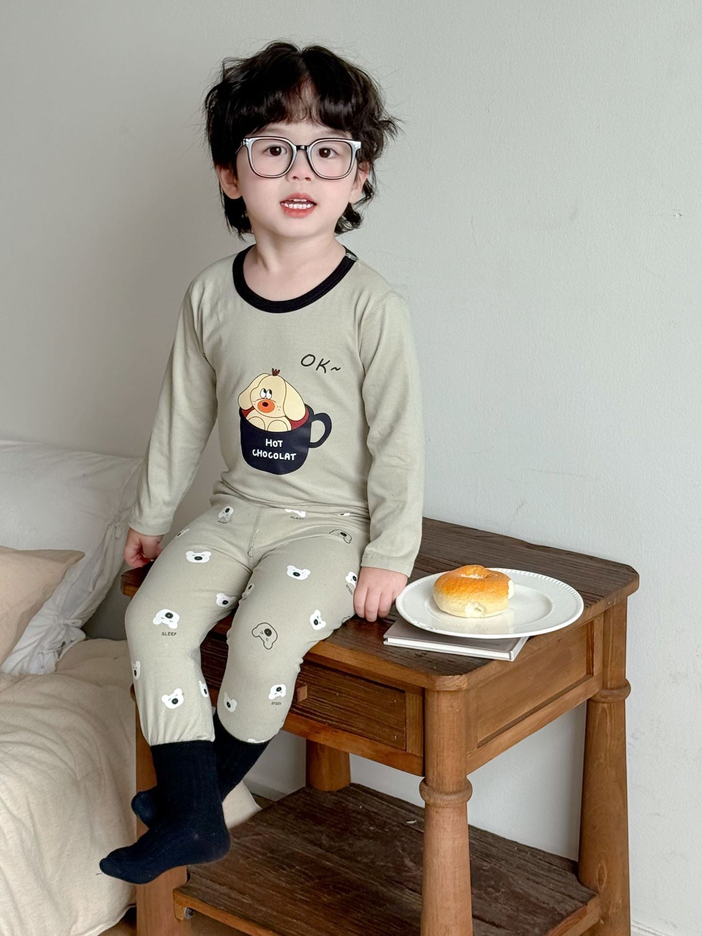 Boneless Pure Cotton Thermal Underwear Set For Boys And Girls Autumn Tops And Pants