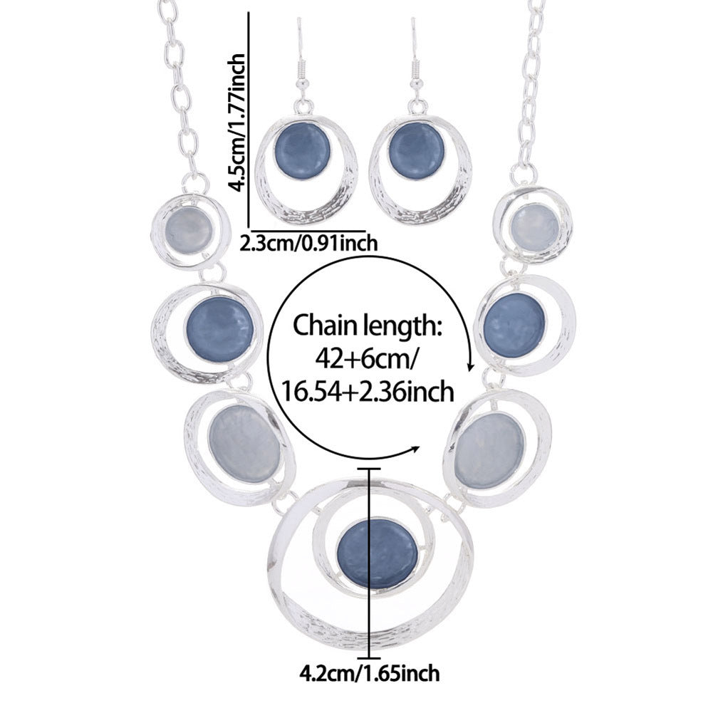 Retro Oil-dropped Hollow Round Earrings Women's Necklace
