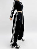 Embroidered Patchwork Wide-Leg Athletic Sweatpants | 4 Colors