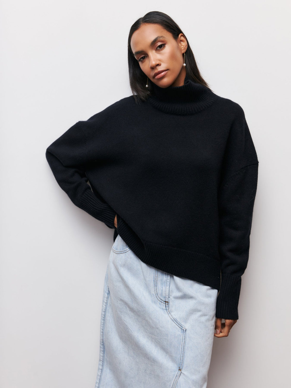 Winter Turtleneck Sweater Ins Solid Color Long Sleeve Pullover Top Women's Clothing