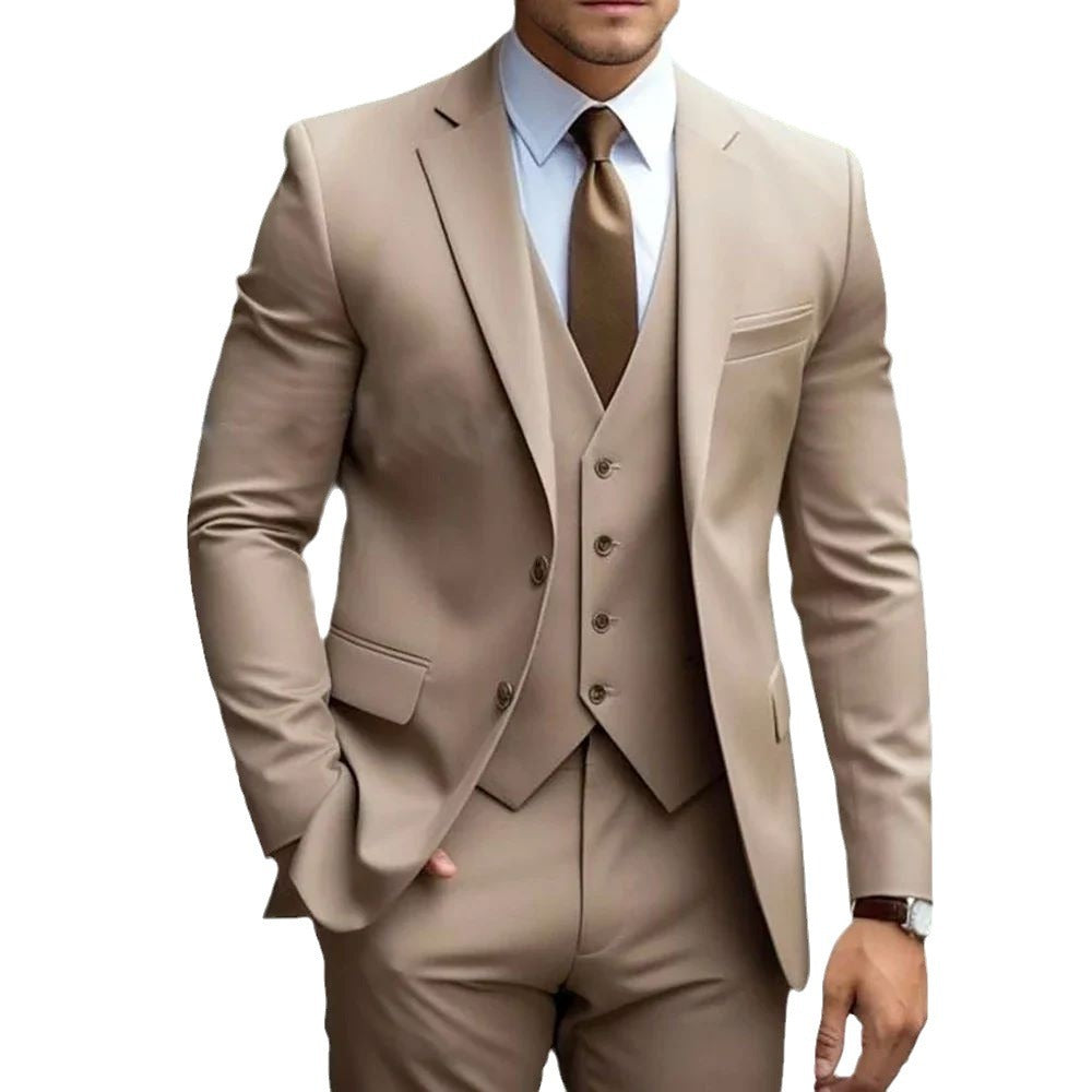 Business Casual Men's Three-piece Suit For Bridegroom Men's Wedding