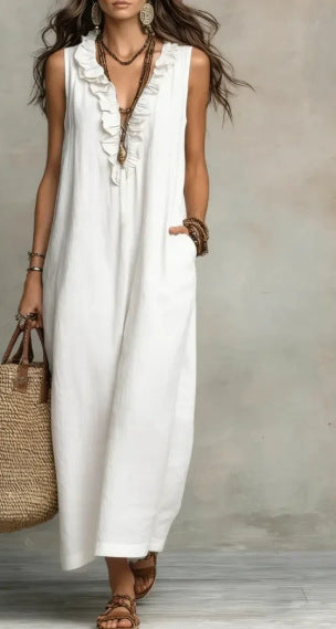 Women's Spring Summer Pocket Ruffle Elegant Dress