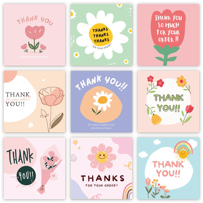 50 PcsPack Square Simple Thank-you Card Coated Paper Business Cards