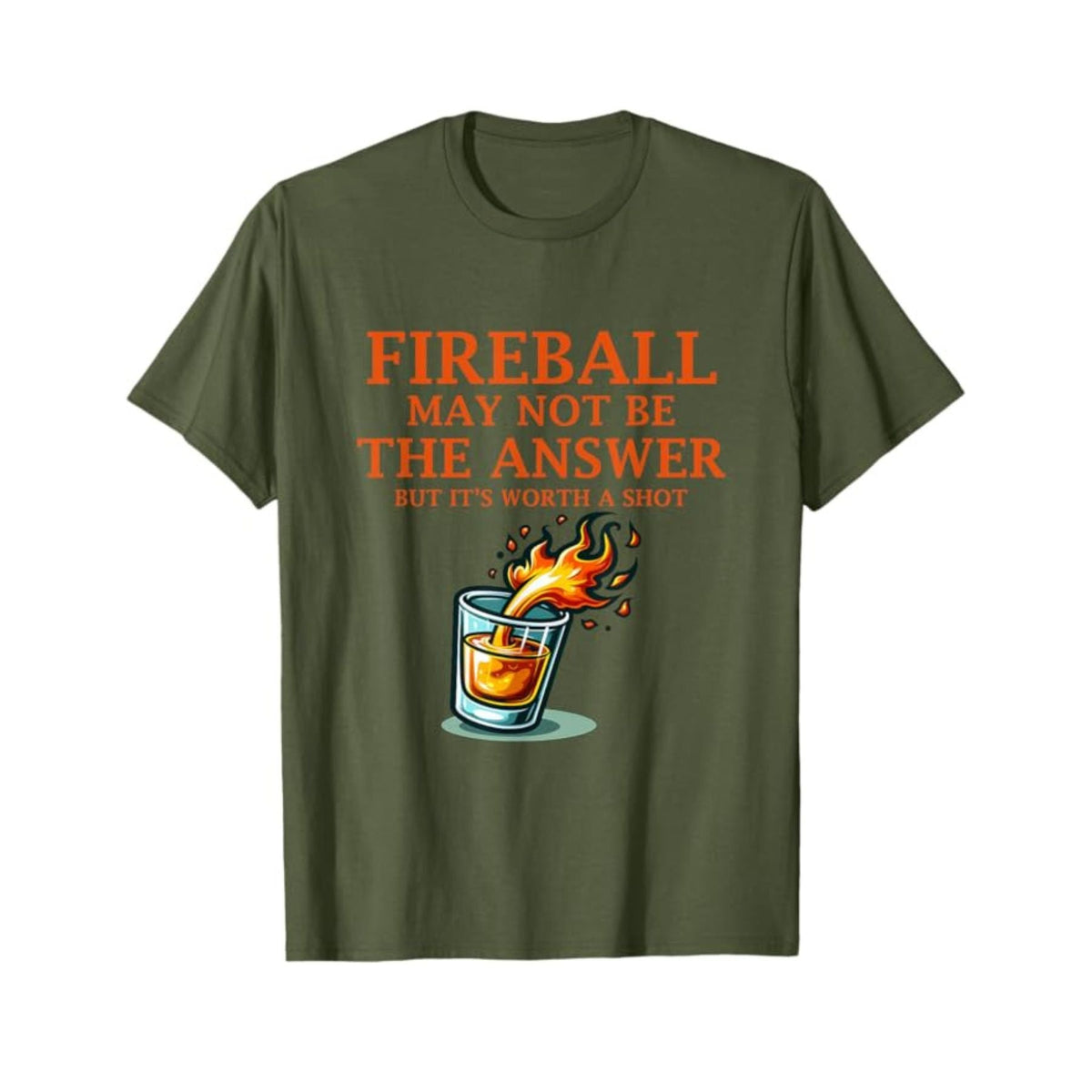 Men's "Fireball & Whiskey" Graphic Tee - Bold Casual Wear, Stylish Slim Fit