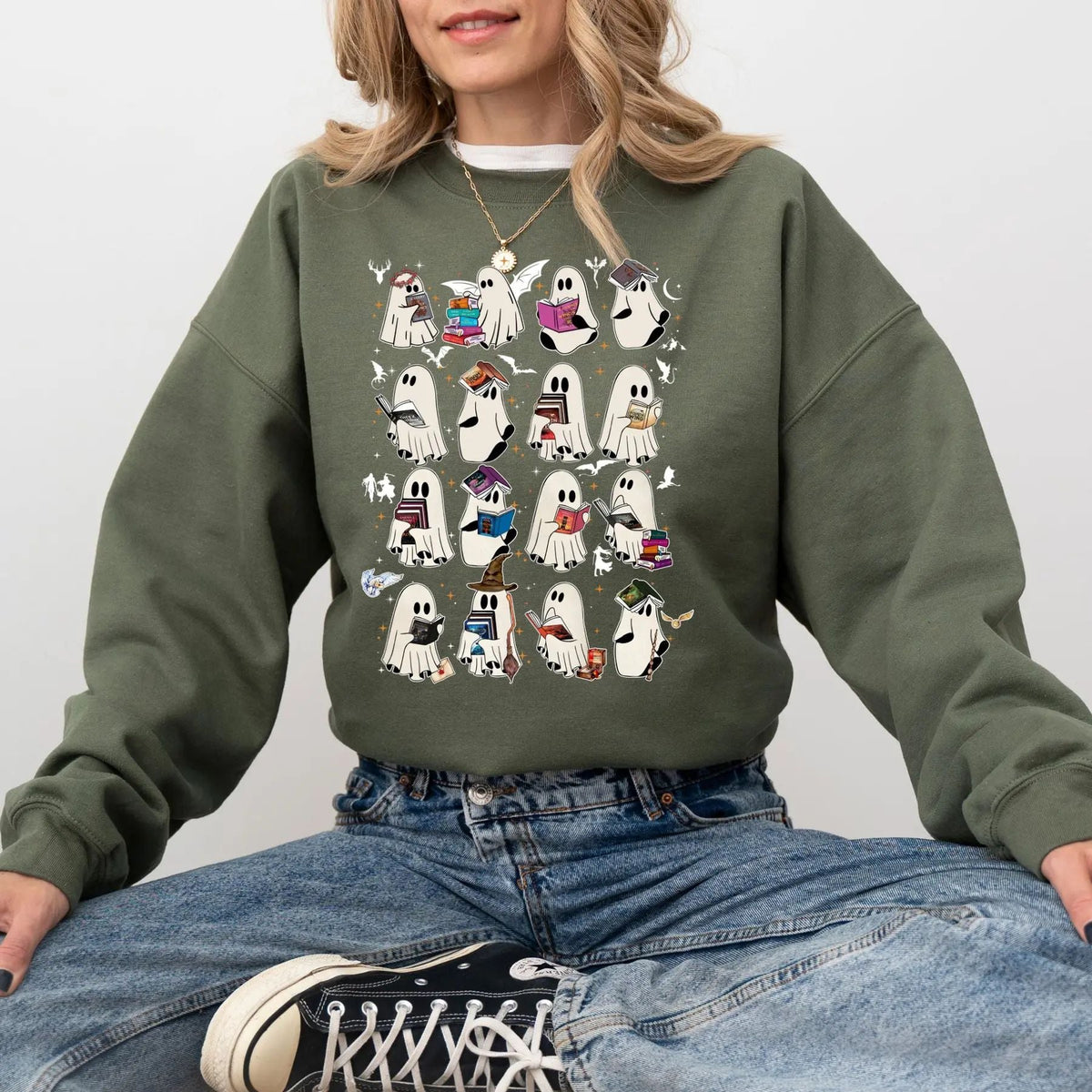 Retro Ghost Book Sweatshirt – Fourth Wing, ACOTAR & SJM Book Lover Gift