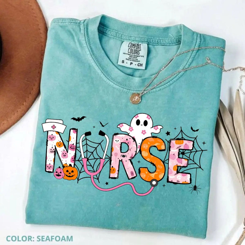Comfort Colors Spooky Nurse Halloween Shirt – Spooktacular Nursing Tee, Hospital Humor Top, Medical Professional Gift for Women