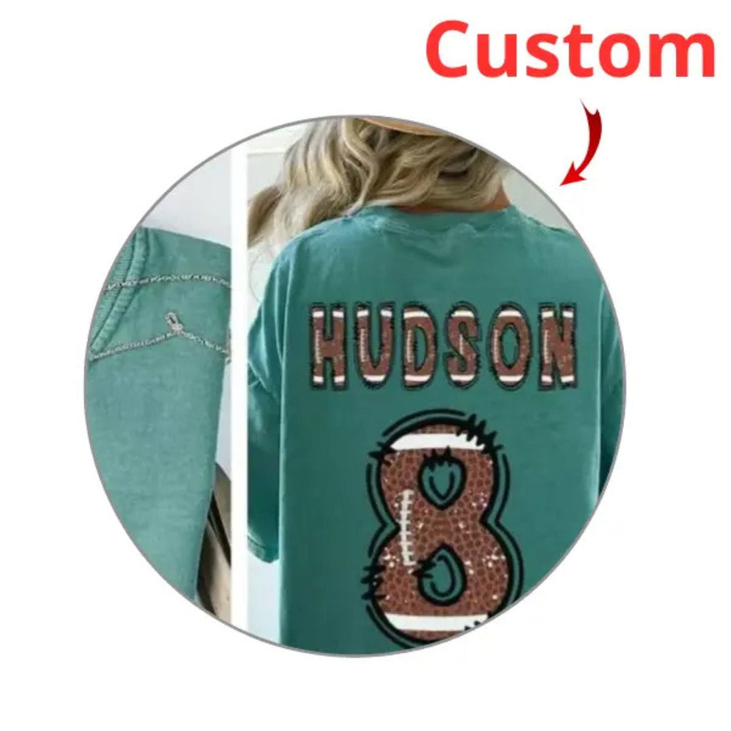 Custom Football Mom Shirt – Flag Football Season Mama Tee with Kids Name & Jersey Number, Comfort Colors Sports Mom Gift
