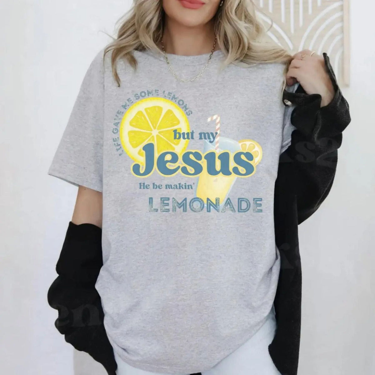 Inspirational Christian Shirt – Lemonade Faith Tee, "Life Gave Me Lemons but Jesus Makes Lemonade" Shirt, Cute Religious Gift, Bible Verse Top
