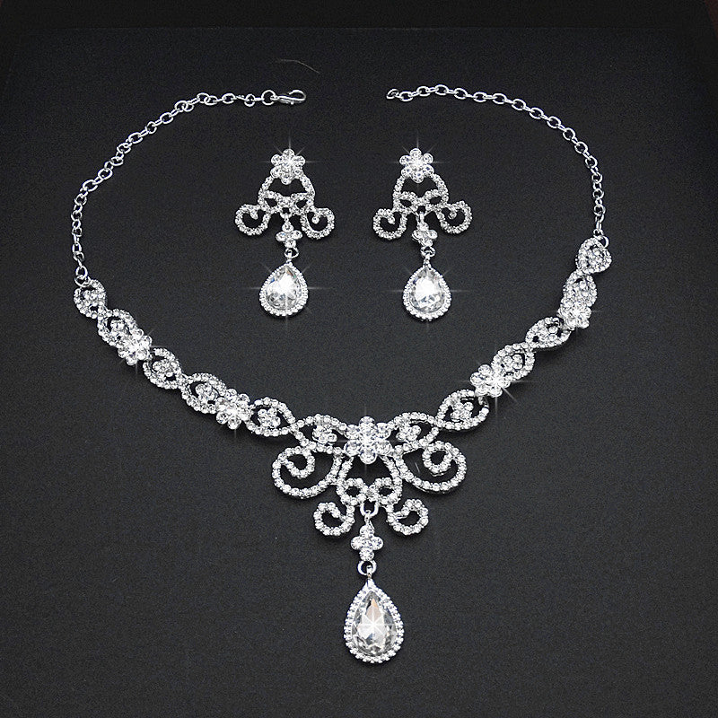 Bridal Necklace Suit Alloy Rhinestone Wedding Accessories