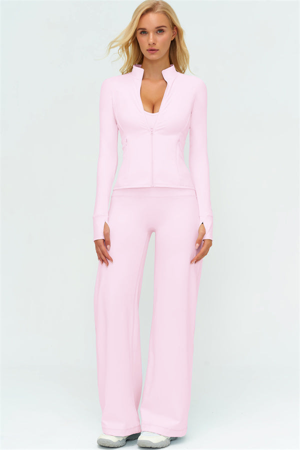 The Twirl Zip Jacket Sports Bra New Straight Leg Pants 3-Piece Set