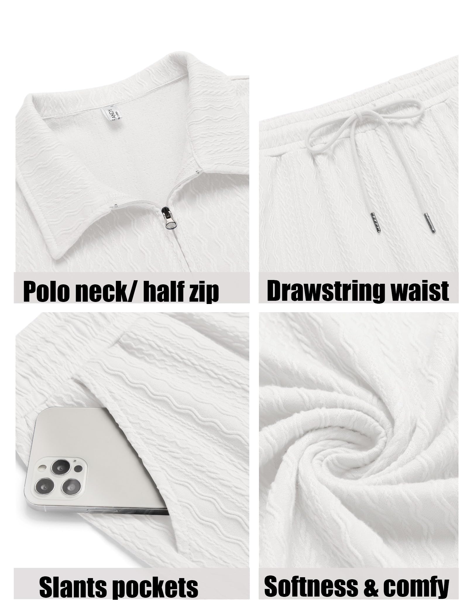 COOFANDY Men's 2 Pieces Outfits Casual Quarter Zip Polo Shirt and Shorts Set Athletic Jogging Summer Tracksuit