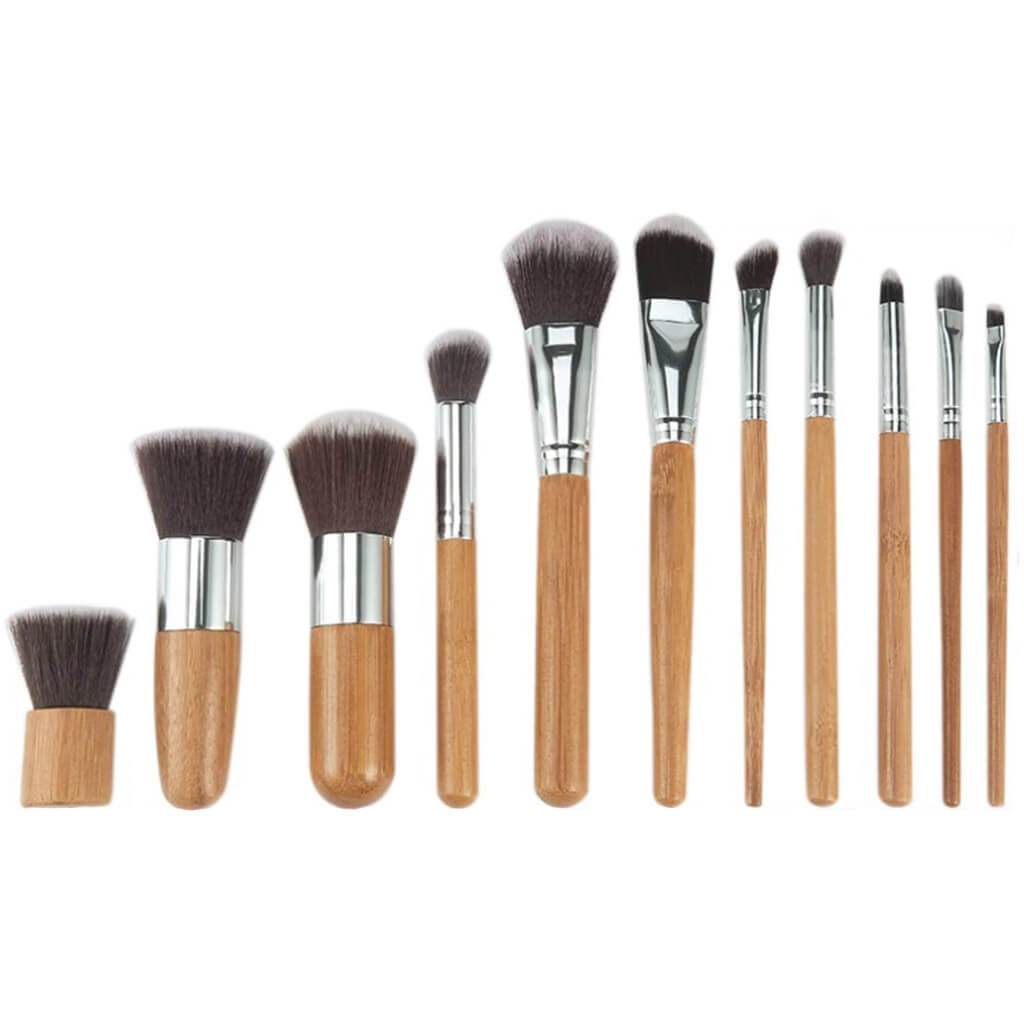 11-Piece Wooden Color Makeup Brush Set