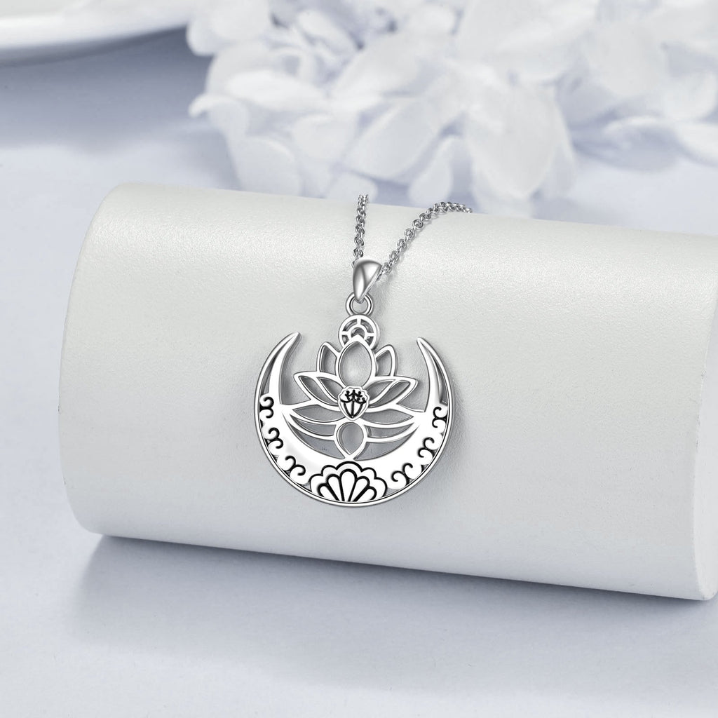 Lotus Flower Symbol Yoga Necklace Sterling Silver Sanskrit Symbol  Balancing Jewelry