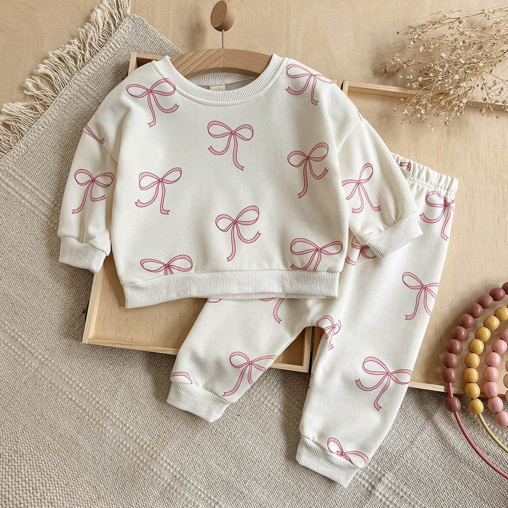 Infant And Toddler Bow-Knot Printed Two-Piece Set