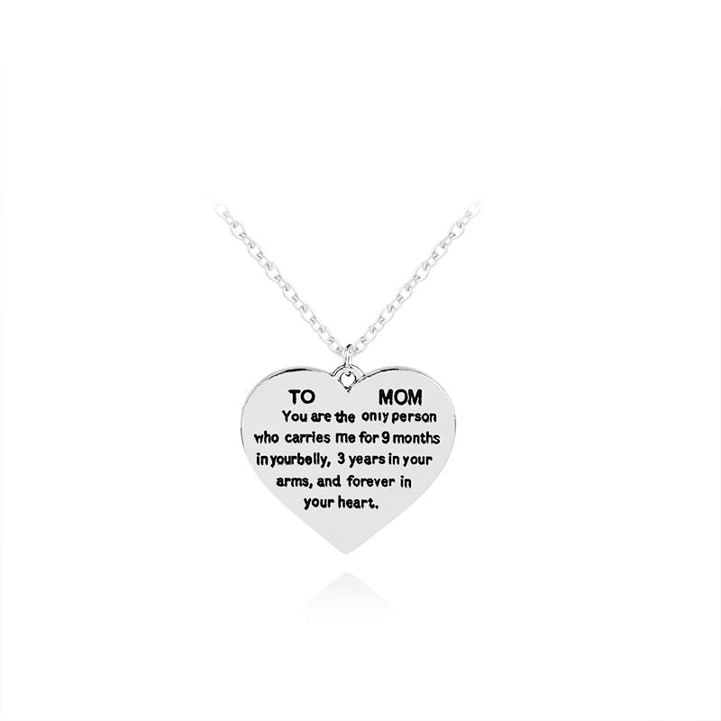 Heart-Shaped Engraved Necklace for Mother's Day Gift