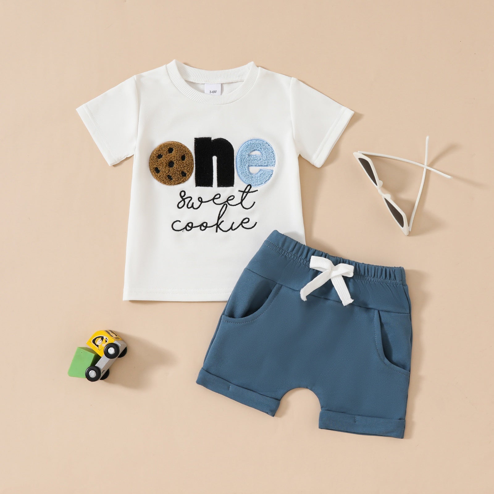 Boys Short-Sleeve Pocketed Shorts Set
