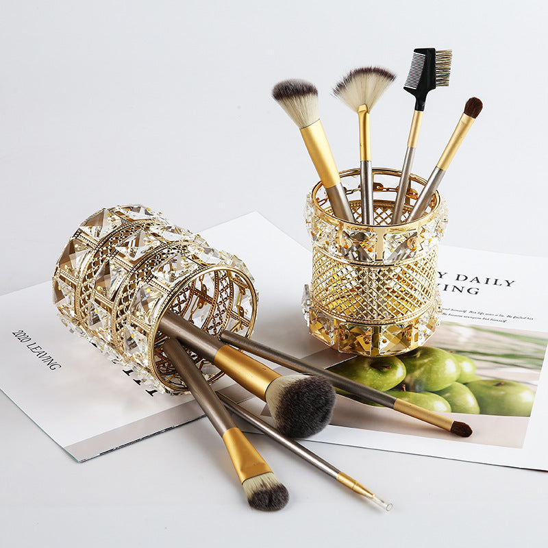 Makeup Brush Organizer - European Style Golden Crystal