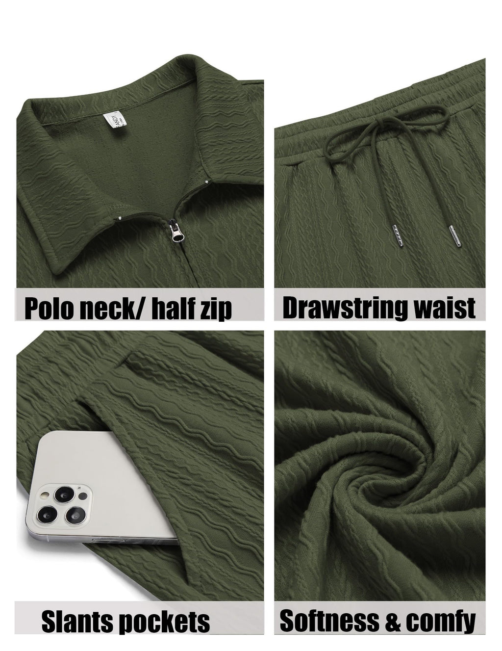 COOFANDY Men's 2 Pieces Outfits Casual Quarter Zip Polo Shirt and Shorts Set Athletic Jogging Summer Tracksuit