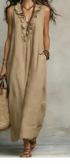 Women's Spring Summer Pocket Ruffle Elegant Dress
