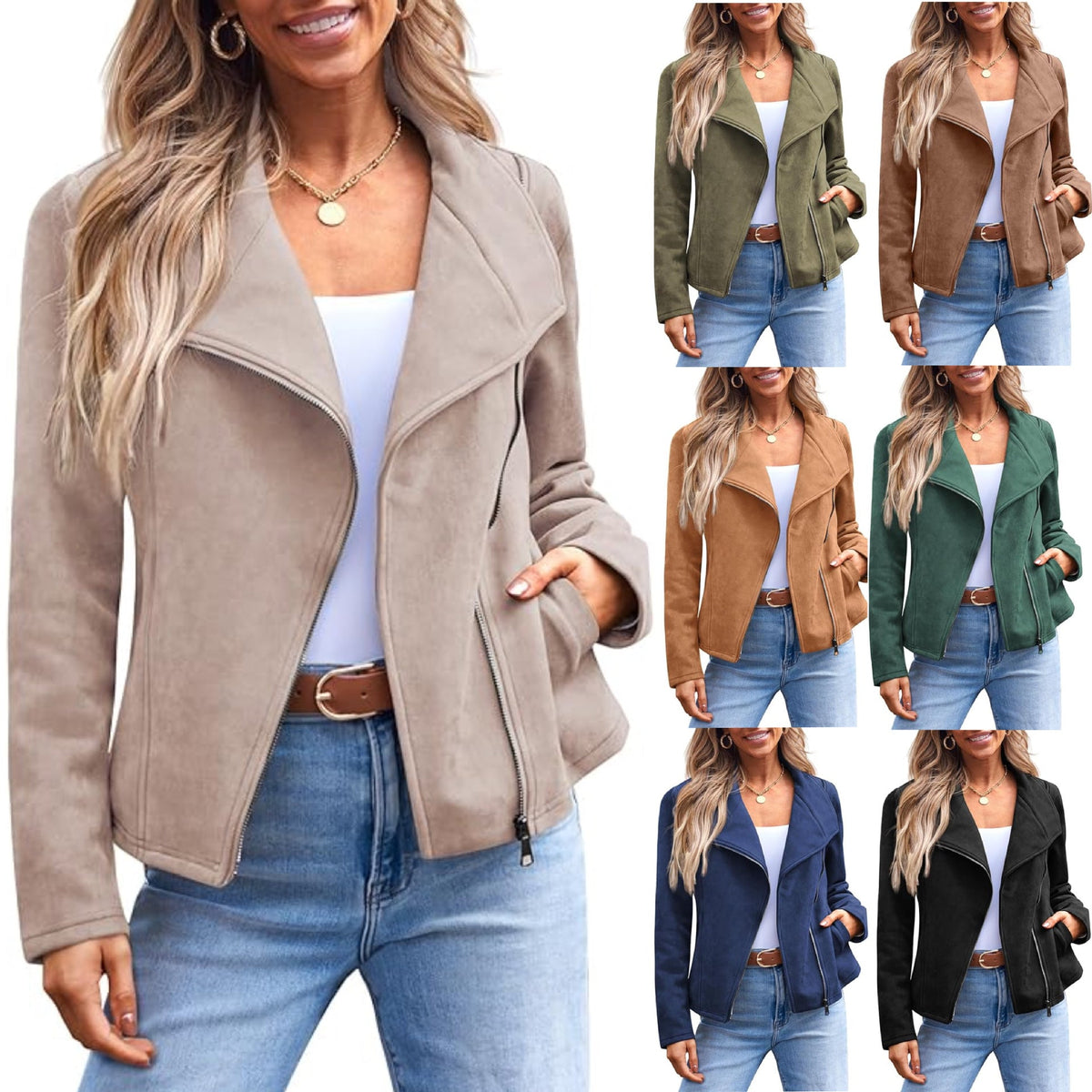 Fashion Casual Short Motorcycle Suede Jacket