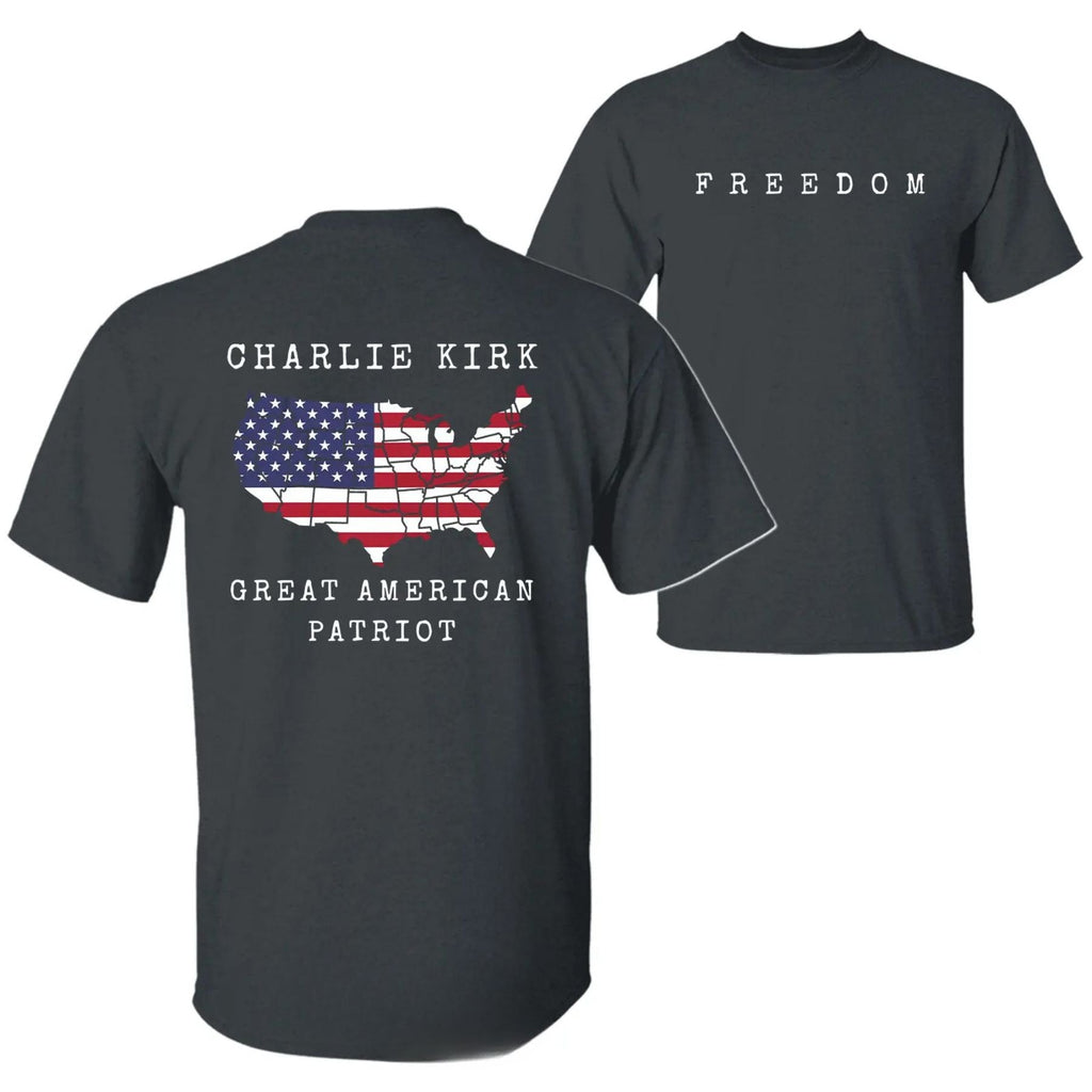 Charlie Kirk "Freedom & True Patriot" T-Shirt - American Statement Tee, Political Fan Apparel
