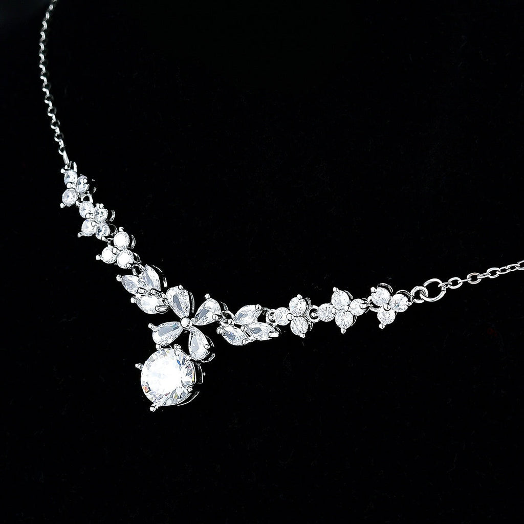 New Women's Ornament Bridal Necklace Earrings Jewelry Suit