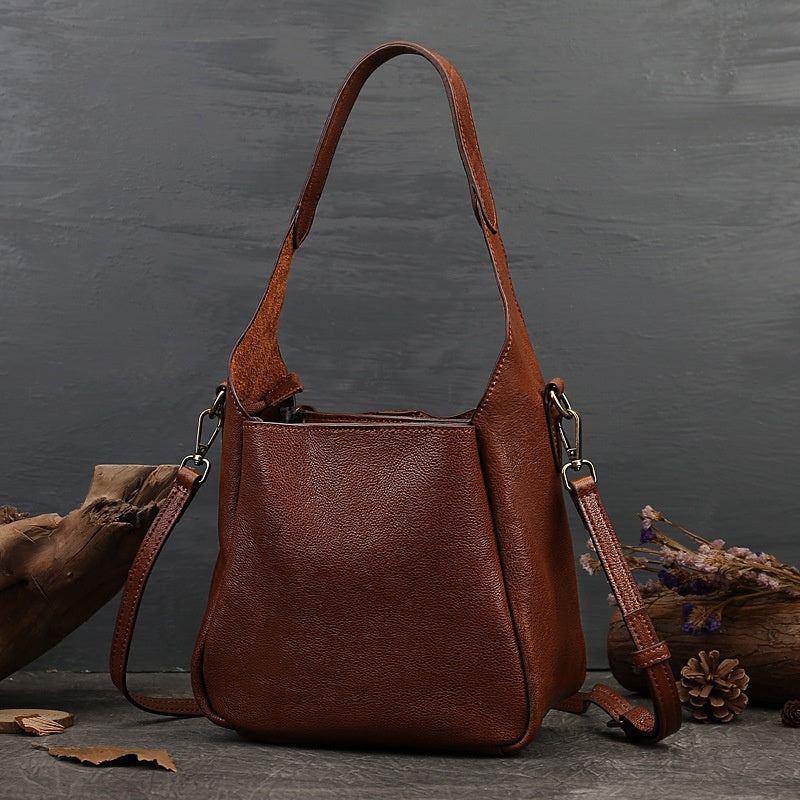 Solid Color Women's Portable Cross-body Bag First Layer Cowhide